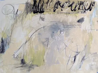 2 Times, 18x24, Mixed media on paper, by Michele Zuzalek