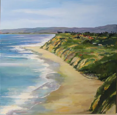Above Hendrey's Beach, Oil on canvas, 31x31, by Michele Zuzalek