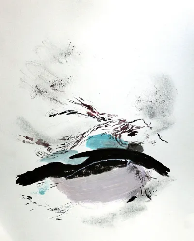 Against the Wind, Mixed media on Arches watercolor paper, 11x14, by Michele Zuzalek