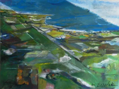Arrival, 30x40, Mixed media on canvas, by Michele Zuzalek