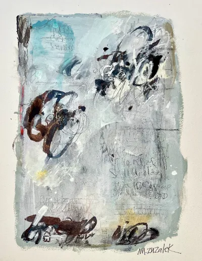 Between the Lines, 12x16 Mixed media on Arches watercolor board, by Michele Zuzalek