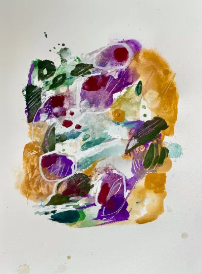 Pinot and Chards, 12x16, Mixed media on watercolor paper, by Michele Zuzalek