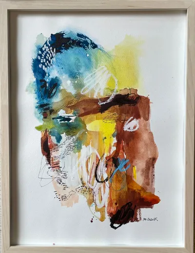 Coastal Bluffs 2, 12x16 Mixed media on acid free watercolor paper, Framed in a birch colored frame, by Michele Zuzalek