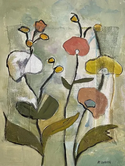 Études Botaniques 7, 9x12, Oil on Canvas Panel, by Michele Zuzalek