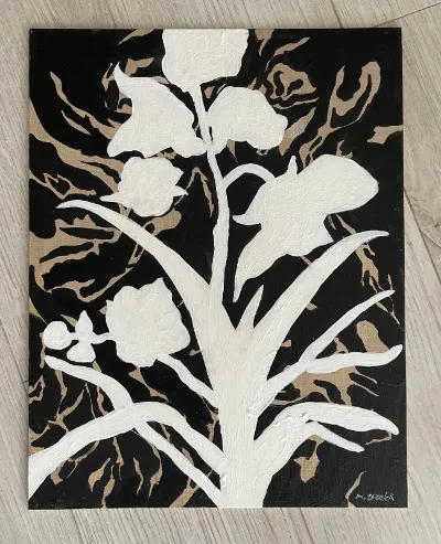 Études Botaniques 8, 11x14 Acrylic and Ink on Canvas Panel, by Michele Zuzalek