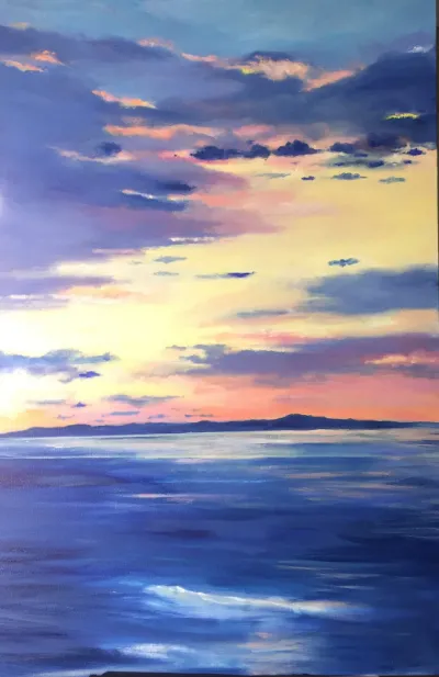 Evening Channel Islands 2, 24x36, Oil on canvas, by Michele Zuzalek
