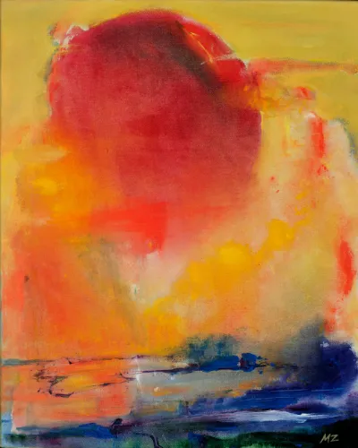Fever, 30x40, Mixed media on canvas, by Michele Zuzalek