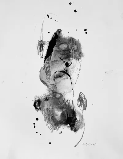Finding Our Way, Ink and graphite on paper, 10x14, by Michele Zuzalek