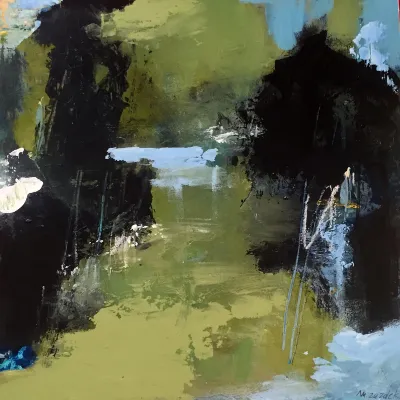 Grounded, 12x12, Mixed media on panel, by Michele Zuzalek