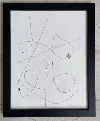 Light Flight (Flight Series ), 11x14 Ink on paper, Framed in a black modern, by Michele Zuzalek