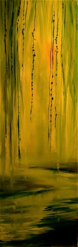 Lotusland, 7x18, Oil on panel, by Michele Zuzalek
