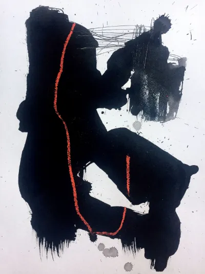 Obsidian, 9x12, Sumi Ink Pastel on Paper, by Michele Zuzalek