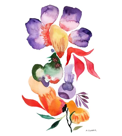 Fairy's Jewel, 12x16, Watercolor and Ink on Paper, by Michele Zuzalek