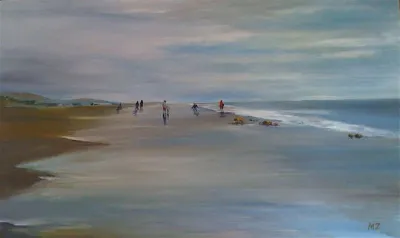 Quality Time, Oil on canvas, 30x30, by Michele Zuzalek