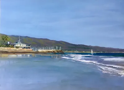 Santa Barbara Yacht Club, 18x24, Oil on Panel, by Michele Zuzalek