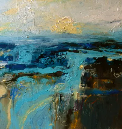 Sea Change, 12x12, Mixed media on panel, by Michele Zuzalek