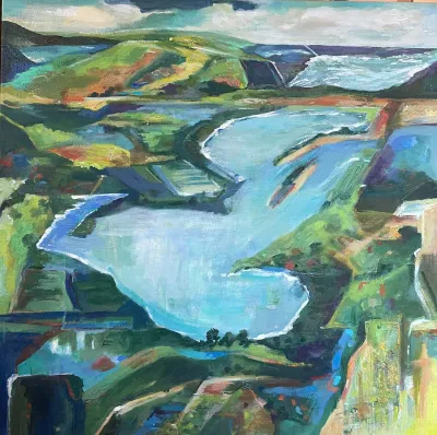 Take Me Back 2 (Commissioned), 32x32, Mixed media on canvas, by Michele Zuzalek