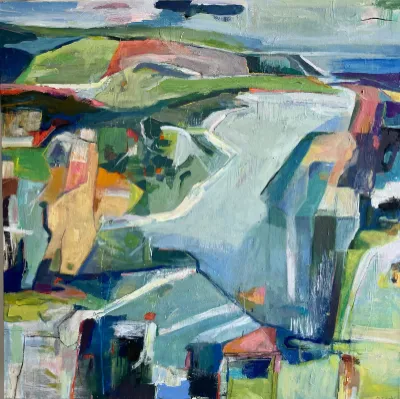 Take Me Back, 36x36, Mixed media on canvas, by Michele Zuzalek