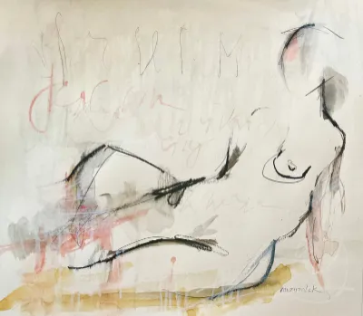 The Moments Between Us, Watercolor/ Ink, 10x12, by Michele Zuzalek