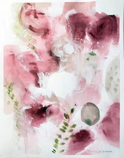 Whisper, Watercolor, pastel, and acrylic on Arches paper, 9x12, by Michele Zuzalek