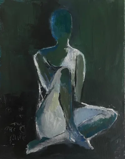 You Are Worth the Deeper Breath, 12x12, Mixed media on panel, by Michele Zuzalek
